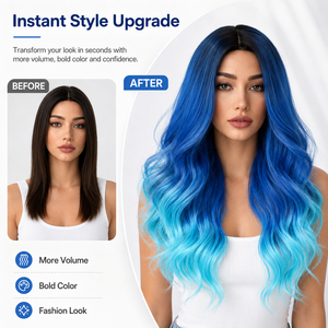 Peluca Sintética Premium de Ondas Largas para <span class=keywords><strong>Mujer</strong></span>, con Raya al Medio, para Fiestas, Cosplay, Festivales, <span class=keywords><strong>Carnaval</strong></span>, Disfraces, Venta al por Mayor, Personalizada - Product Image 2