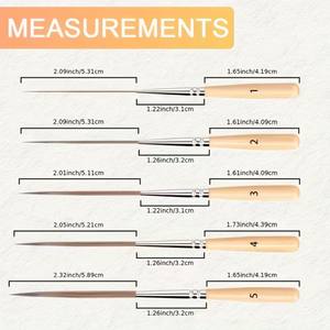 Bview Art – Ensemble de 5 pinceaux longs en poils de bœuf – Pinceaux à manche court pour détails fins, pour la <span class=keywords><strong>gouache</strong></span>, l'acrylique et le traçage, professionnels - Product Image 2