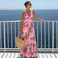 Maillot de bain une pièce JSN 2026 personnalisé à imprimé floral pour femme, décolleté plongeant, avec robe de bain, maillot de bain sexy dos nu, tenue de plage pour femmes