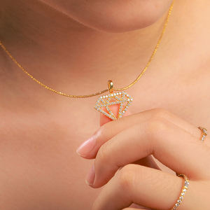 Tetesan Pengiriman Es Keluar Perak Murni Moissanite Berlian Siluet Jimat Liontin Mewah Berlapis Emas dengan Rantai - Product Image 4