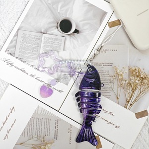Porte-clés créatif en forme de poisson segmenté avec breloques étoile et cœur, pendentif de sac à dos et cordon de téléphone mignon style appât de pêche - Product Image 3
