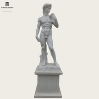 Décoration de jardin extérieure personnalisée, statue de David nue en marbre grandeur nature, style romain
