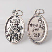 Petit pendentif religieux catholique en alliage de zinc plaqué argent antique de 1 pouce, Sainte Thérèse, 15*26mm
