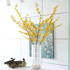 Fleur artificielle en soie à longue tige, jaune, type Forsythia de printemps, ou jasmin d'hiver, pour la décoration de mariages et de fêtes - Product Image 5