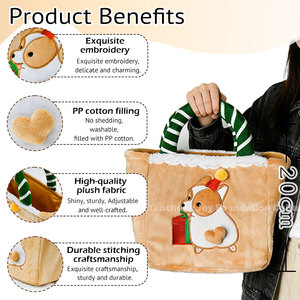 Sac à main en peluche personnalisé, motif chien Corgi mignon, grande capacité, sac en peluche de personnage de dessin animé, breloque pour l'extérieur - Product Image 3