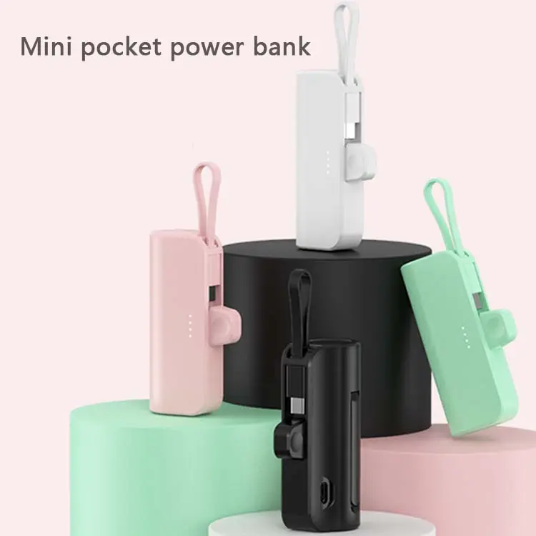 Mini PowerBank 5000mah comes with cable pocket mobile power portable capsule tail plug mobile power