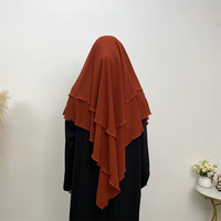 Écharpe islamique arabe du Moyen-Orient à double couche pour femmes, châle en mousseline, hijab, foulard de prière, jilbab, khimar