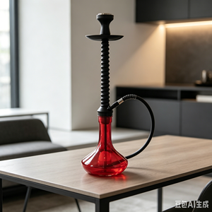 Cachimba Metálica Roja de un Solo Tubo con Manguera Flexible Negra, Accesorio Portátil para Fumar - Product Image 3