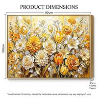 Peinture à l'huile professionnelle sur toile, peinte à la main, grand format, texture dorée épaisse, couteau à palette, paysage, art mural pour salon de luxe
