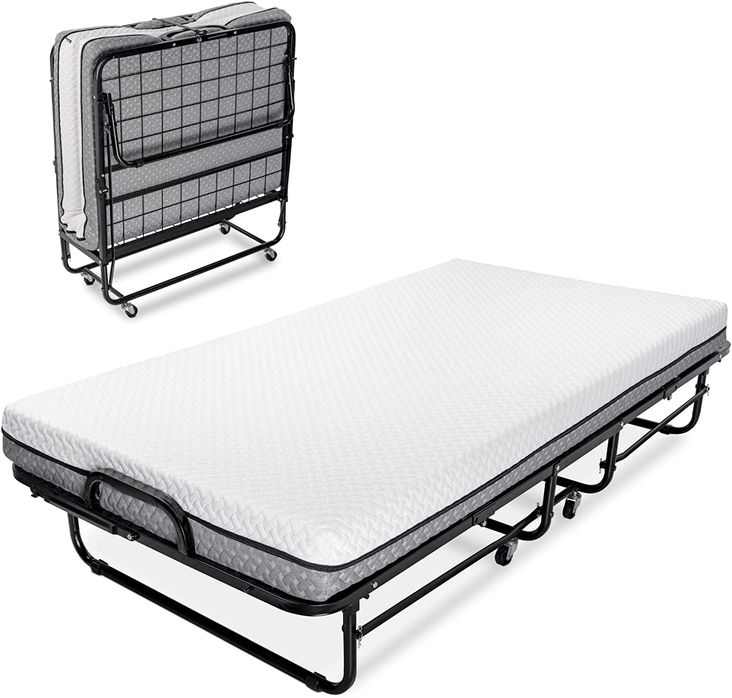 Lit pliant avec matelas, canapé-lit pliable Portable pour adultes avec matelas luxueux en mousse à mémoire de forme et cadre Super robuste