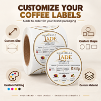 Étiquettes de café personnalisées, autocollants ronds en BOPP blanc pour sacs de grains de café avec impression couleur de qualité supérieure