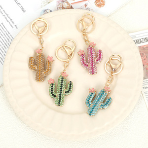 Porte-clés <span class=keywords><strong>Cactus</strong></span> Multicolore, Petit Pendentif Plante Fleur, Porte-clés Diamant d'Eau, Porte-clés <span class=keywords><strong>Cactus</strong></span> en Strass - Product Image 2