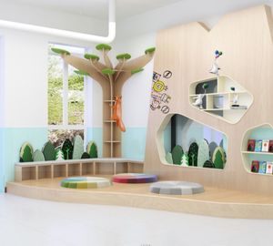 Chiquitos روضة أطفال مونتيسوري خشبية شجرة رف الكتب الاسترخاء القراءة زاوية الأطفال الرعاية النهارية مركز التعلم المبكر - Product Image 2