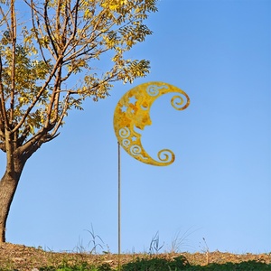 Ornement de jardin extérieur en acier inoxydable pour patio, terrasse, allée de jardin, avec motifs d'oiseaux découpés, tournesol miniature et abeille printanière - Product Image 1