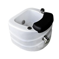Chaise de Pédicure Professionnelle de Luxe à Usage en Salon, Bol en Acrylique Profond, Fonction Bain à Remous, Lampe LED, Système de Jets Sans Tuyauterie, Massage des Pieds et des Ongles