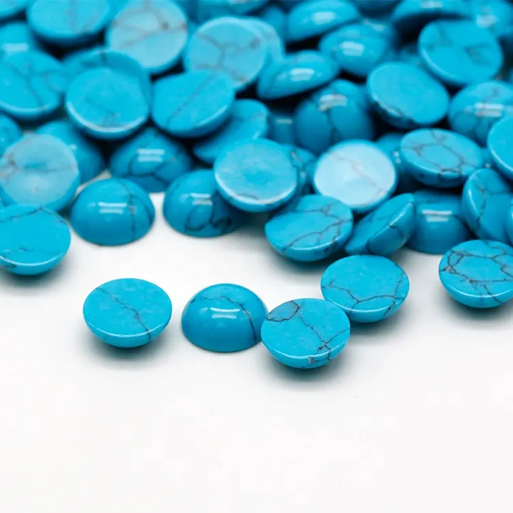 Groothandel bulk 8mm rond blauw turquoise cabochon