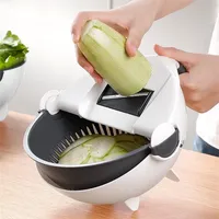 Outil de Cuisine Multifonction Manuel pour Légumes et Fruits 7 en 1, Râpe Magique, Panier de Lavage et Coupe-Légumes