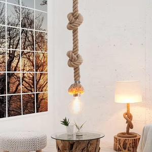 Lampe suspendue en corde de chanvre, style rustique nordique, luminaire suspendu au <span class=keywords><strong>plafond</strong></span>, support d'ampoule E27, luminaire suspendu moderne, luminaire suspendu pour îlot de cuisine - Product Image 4