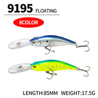 Leurre flottant mini-minnow dur de 85 mm et 17,5 g, imprimé ABS, avec hameçons triples, 8 couleurs, vente en gros