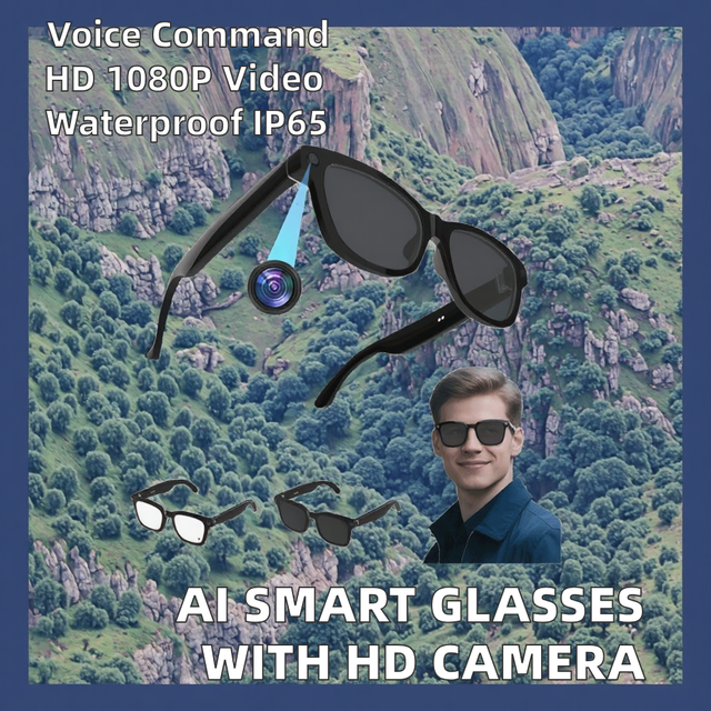 W610 AI Smart Glasses 800W HD Camera Anti-Shake WIFI Translation Voice Assistant Wearable Headset IPX-5 Waterproof Touch