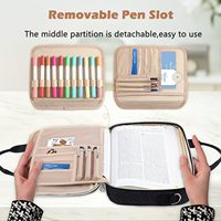 Funda Grande para Biblia con Correa para el Hombro, Bolsa de Transporte para Libros, Bolsa de Iglesia, Protectora para Biblia, con Ranuras para Bolígrafos y Bolsillo con Cremallera, Regalo para Mujeres