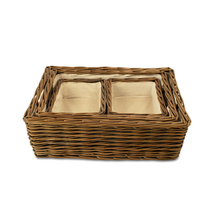 JY Grey Rectangular Storage Basket <strong>Small</strong> Wooden Willow Gift <strong>Hamper</strong> with Removable Lining for Baby Gifts - Product Image 2
