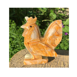 Figura de Gallo de Arte Popular Tallada en Ónix Marrón en Material de Piedra con Color y Tamaño Personalizables - Product Image 1
