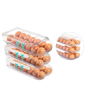 Contenitore <span class=keywords><strong>Portauova</strong></span> a Grande Capacità da 36 Uova, Dispenser Impilabile e Scorrevole a 2 Livelli per <span class=keywords><strong>Frigorifero</strong></span> in Plastica a Iniezione - Product Image 4