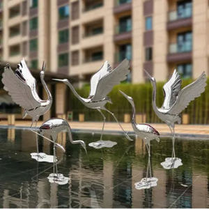 Hochwertige Tiermetalestatue Edelstahl-Kran-Skulptur für Outdoor-Dekoration - Product Image 2