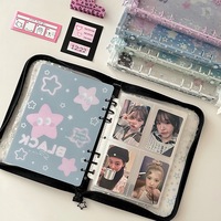 Cuaderno Planificador Escolar de PVC con Diseño de Estrellas de Dibujos Animados, 6 Anillas, Hojas Sueltas A5, 96 Hojas, Tapa Dura Transparente Kawaii