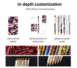 Foglia oro galleggiante penna di modo penna a sfera in metallo per la promozione del prodotto Università souvenir pen display - Product Image 4