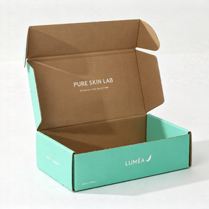 Luxury Self-locking Kraft Corrugated Mailer <b>Box</b> with Matt Lamination Custom Logo Ribbon for Cosmetic Skincare Beauty - Product Image 2