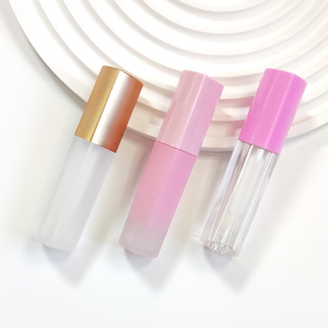 Yueshunxing บรรจุภัณฑ์พลาสติกสีชมพูรูปหัวใจใหม่ขนาด4มล. ภาชนะลิปกลอสสีทองกุหลาบหลอดลิปกลอสขายตามสั่ง - Product Image 3