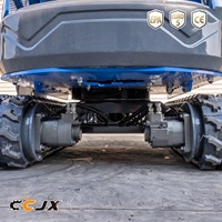 Mini-excavatrice compacte à utilisation intensive et retour sur investissement rapide, avec fourches à palettes et fendeuse de bûches, pour travaux agricoles et construction de routes d'accès