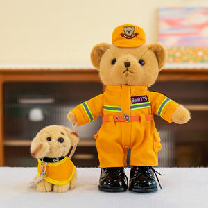 Militärpolizei Feuerwehrmann Logo Teddybär Superweicher PP-Baumwoll-Plüsch Stofftier Flugzeugunternehmen Werbegeschenk Maskottchen Günstig - Product Image 4