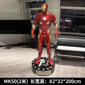 Statue d'Iron Man en résine avec lumière LED, célèbre fibre de verre, sculpture de figurine de film, Mark 43, grandeur nature