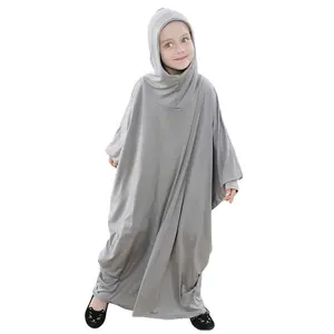dress hijab anak Suppliers-Gamis Katun Anak Perempuan, Gaun Panjang Berkerudung Kerudung Muslim Turki