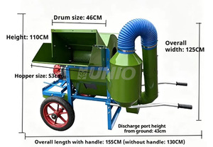 Trebbiatrice per Cereali Portatile con Telaio a Ruote, Capacità di Trebbiatura Rapida, Uso a Secco e a Umido, Prezzo di Fabbrica, Affidabile per Uso a Lungo Termine - Product Image 3