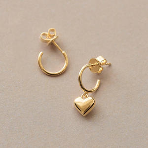 Boucles d'oreilles asymétriques cœur et <span class=keywords><strong>clé</strong></span> en argent sterling 925 plaqué or 18 carats, forme cœur pêche, pour femmes, directement de l'usine SPJ - Product Image 5