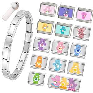 Care <b>Bears</b> Charm Bracelet Set 18K Gold Plated Titanium Steel DIY Modular For Children Gift - Product Image 1