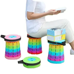 Colorful Folding Telescopic Stool Portable Outdoor Travel Hiking Fishing Yard Folding Chair Camp Picnic Color Telescopic Chair