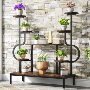 OEM & ODM Large Tall 8-Tier Metal Indoor Plant Stand Wood Ladder Holder with Flower Rack for Living Room <b>Bookcases</b> & Bookshelves - Product Image 2