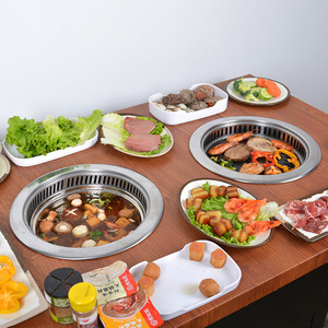 Gourmet personalizado coreano integrado en Combo Cocina <span class=keywords><strong>de</strong></span> Inducción <span class=keywords><strong>olla</strong></span> caliente barbacoa eléctrica <span class=keywords><strong>parrilla</strong></span> juego <span class=keywords><strong>de</strong></span> mesa <span class=keywords><strong>para</strong></span> restaurante Buffet - Product Image 3
