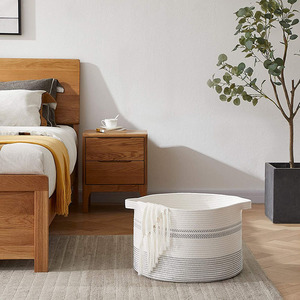 Laundry <b>basket</b>, storage <b>basket</b>, woven storage <b>basket</b>, <b>wardrobe</b> storage <b>basket</b>, cotton rope, cotton linen, export <b>basket</b>, - Product Image 4