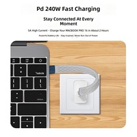Kabel Datar USB4 Tipe-C Panjang Pendek 240W Pengisian Cepat 8K 60Hz Transmisi Audio Video Data Fungsi Lengkap Kabel Tunggal