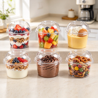 Gobelets jetables en plastique PET grande capacité (8oz-32oz) pour boissons froides, personnalisables avec impression, pour fruits et desserts à emporter, avec couvercles