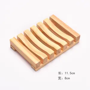 2024 Bathroom Shower Bamboo Waterfall Kitchen Sink Custom Soap Dish Sponge Holder Wood Soap Holder Bath Soap Tray With Drain