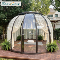 Nuevo diseño de policarbonato personalizado Glamping cúpula geodésica casa tienda jardín cúpula en forma de terraza acristalada para restaurante