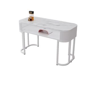 Modern Marble Look <b>Nail</b> Table Salon Workstation Japanese Style Beauty <b>Desk</b> with Drawer - Product Image 1
