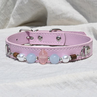 Collier réglable en PU pour chien et chat, motif moderne de luxe, orné de pierres précieuses et de cristaux, prêt à être expédié, prix de gros